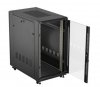 Lanberg Szafa instalacyjna rack stojąca 19 22U 600x1000 czarna drzwi   przeszkolne ( flat pack)